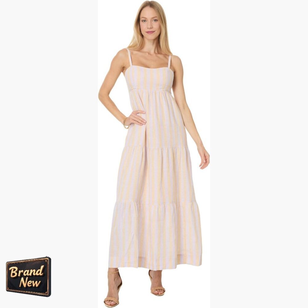 Linen Maxi Dress with Adjustable Straps, Smocked Back, Formal Wear